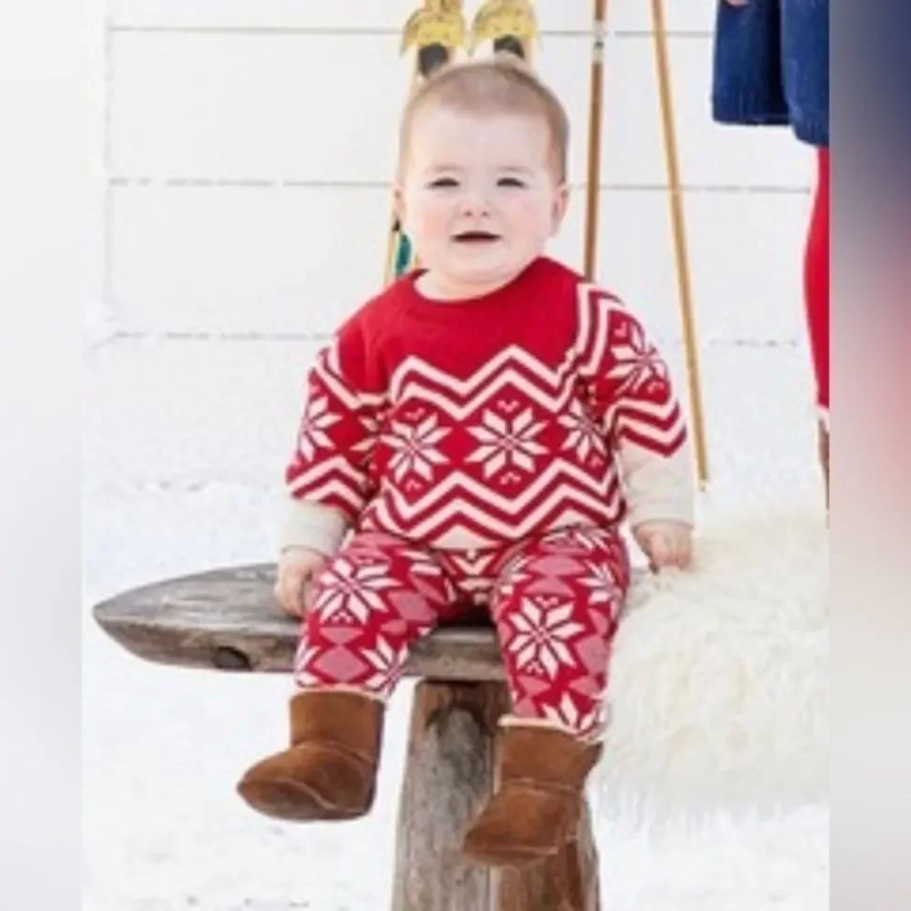 Hanna Anderson Baby Nordic Red and Cream Sweater Size 2T 2022 Collection - Picture 1 of 15